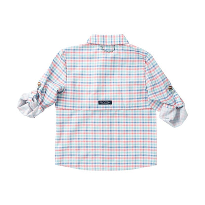 PRE ORDER PRODOH Long Sleeve Founders Kids Fishing Shirt Strawberry Ice Tide Point Plaid - Persnickety Shop