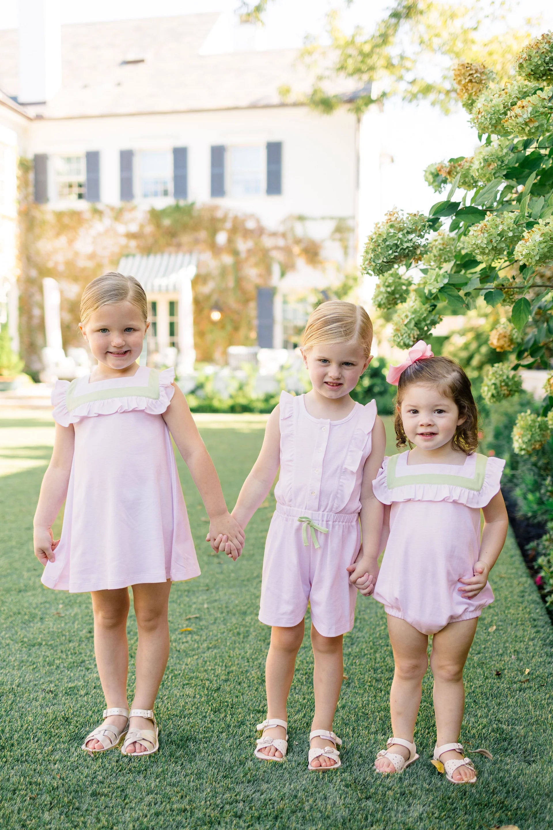 The Proper Peony | Pink with Green Stripe Girl Bubble - Persnickety Shop