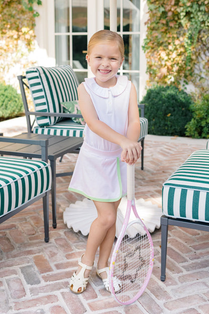 The Proper Peony | Pink with Green Stripe Sport Skort and Top Set - Persnickety Shop