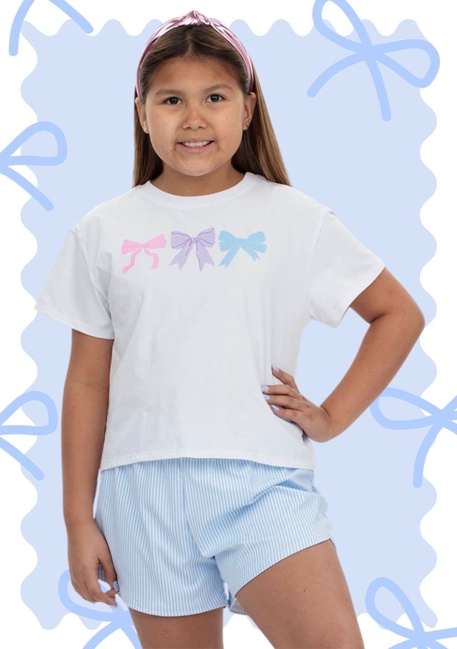 Azarhia Pastel Bows White Tee by Azarhia