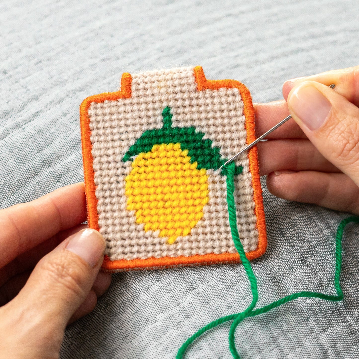Lucky Feather Needlepoint Keychain