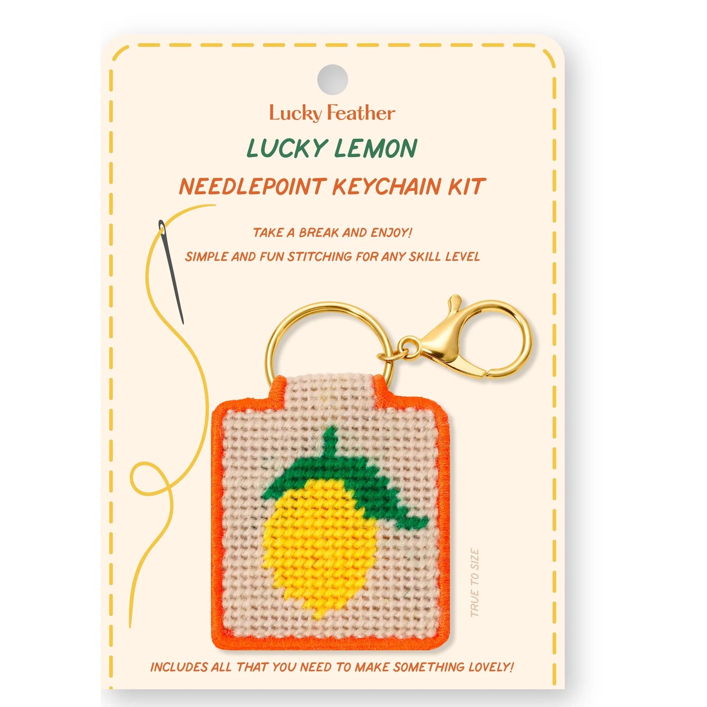 Lucky Feather Needlepoint Keychain