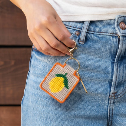Lucky Feather Needlepoint Keychain