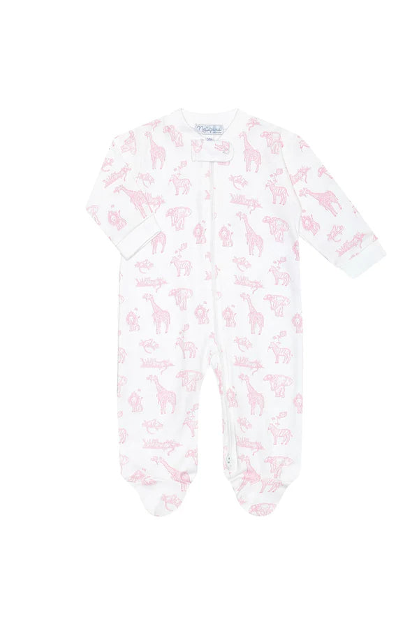 Nellapima Pink Safari Zipper Footie 3-6 Months