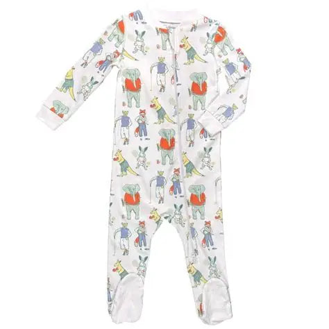 *PRE-ORDER* Heyward House Zipper Footie- Autumn Athletic  Animal Club