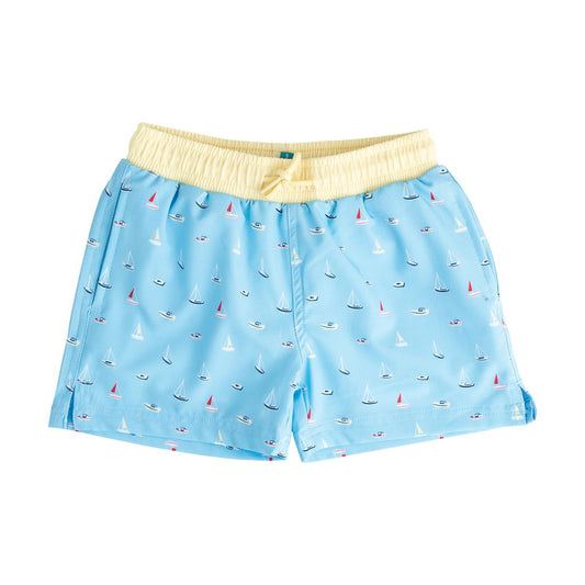 PRE ORDER PRODOH Boys' Boogie Board Swim Trunk Baltic Sea Boats In The Bay Print - Persnickety Shop