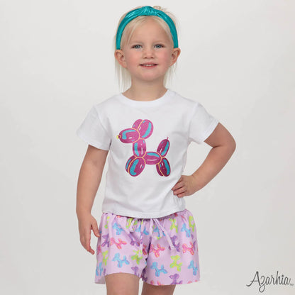 Azarhia Glitter Neon Balloon Dog White Boxy - Persnickety Shop