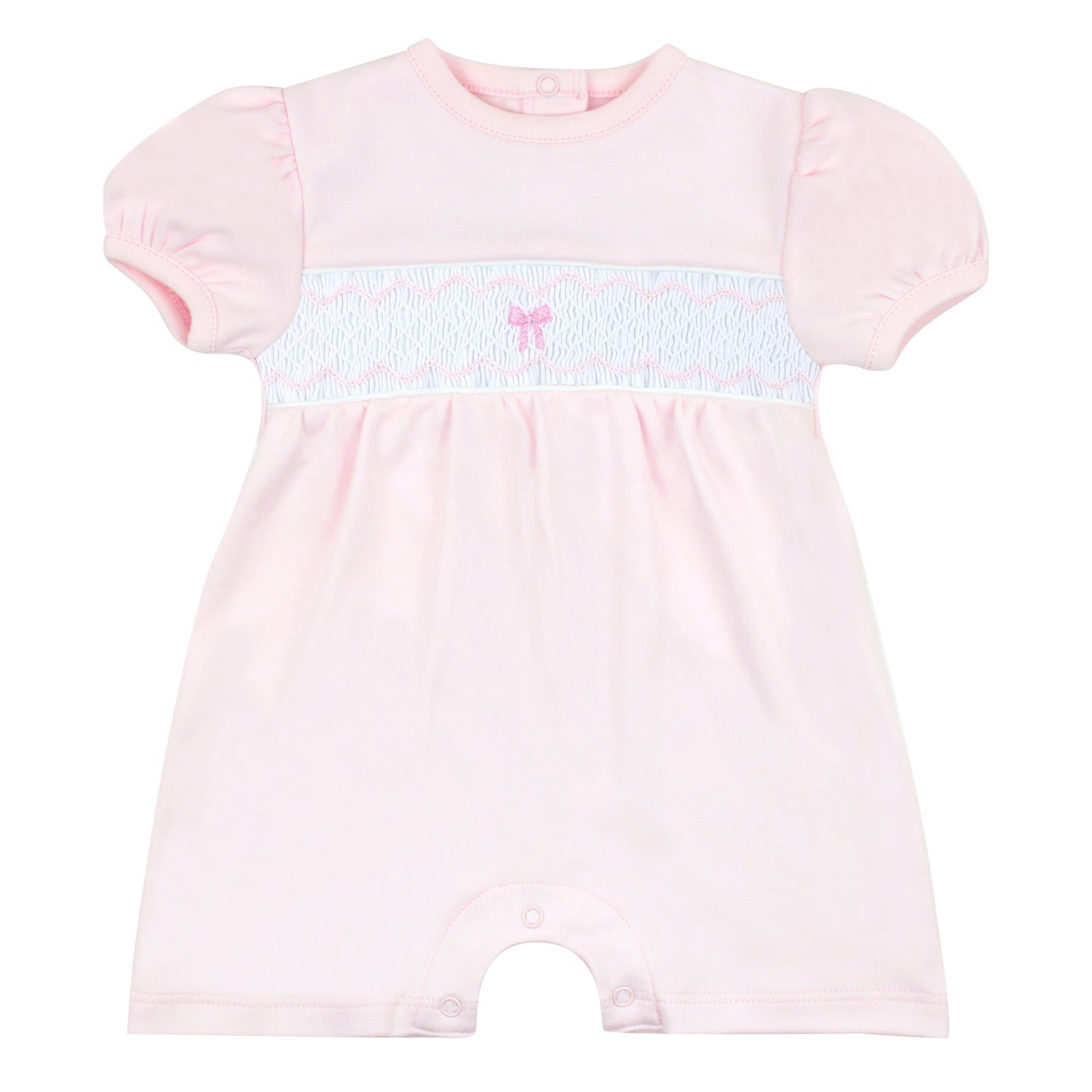 LYDA BABY Smocked Bows & Stripes Romper Pink - Persnickety Shop