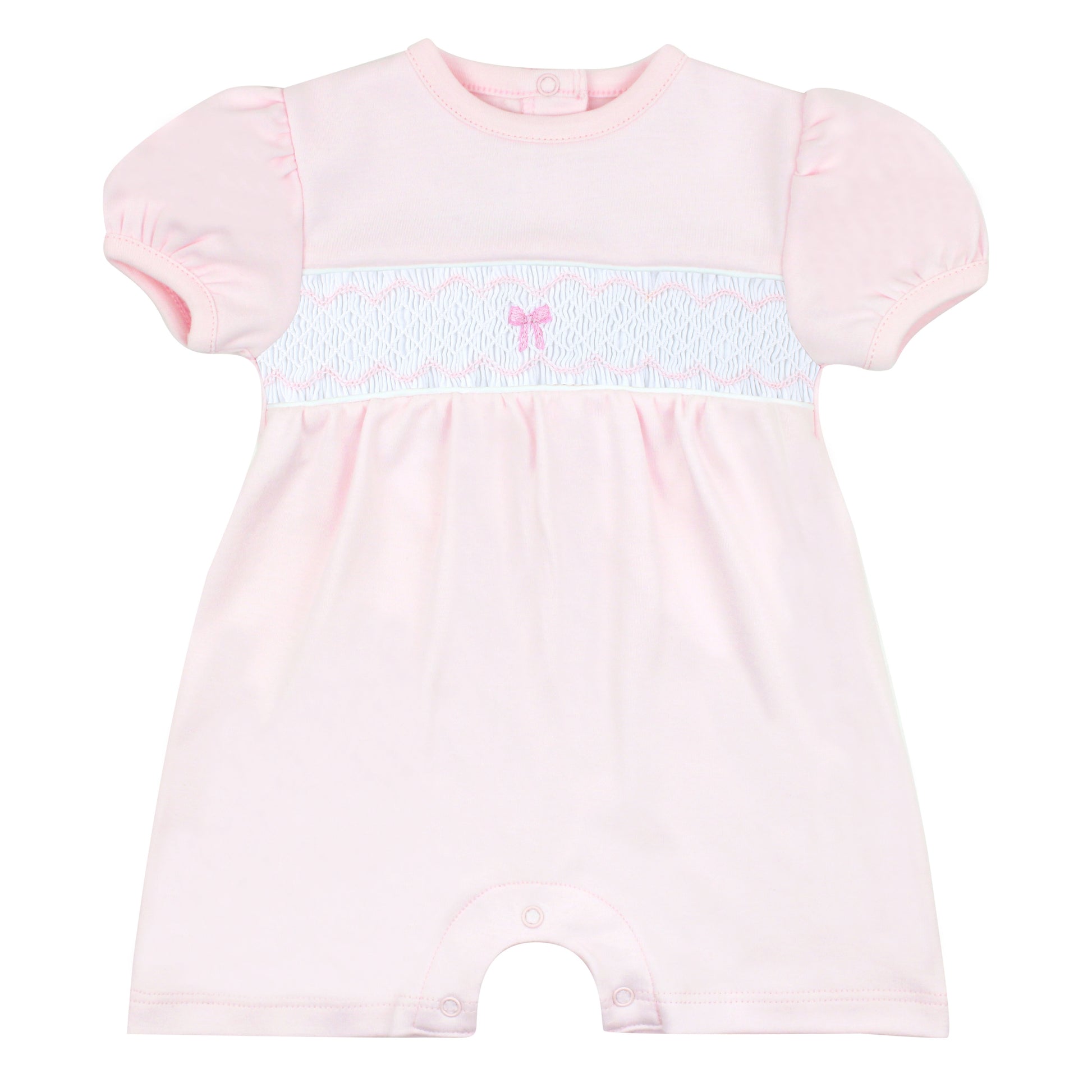 LYDA BABY Smocked Bows & Stripes Romper Pink - Persnickety Shop