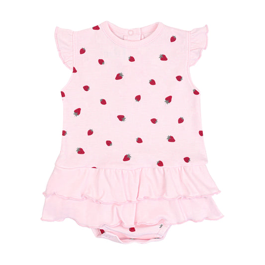 LYDA BABY Strawberries Romper Pink - Persnickety Shop