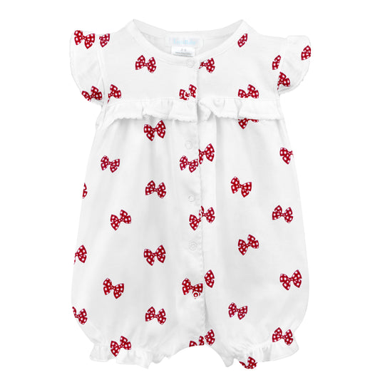 LYDA BABY Vichy Red Bows Romper - Persnickety Shop