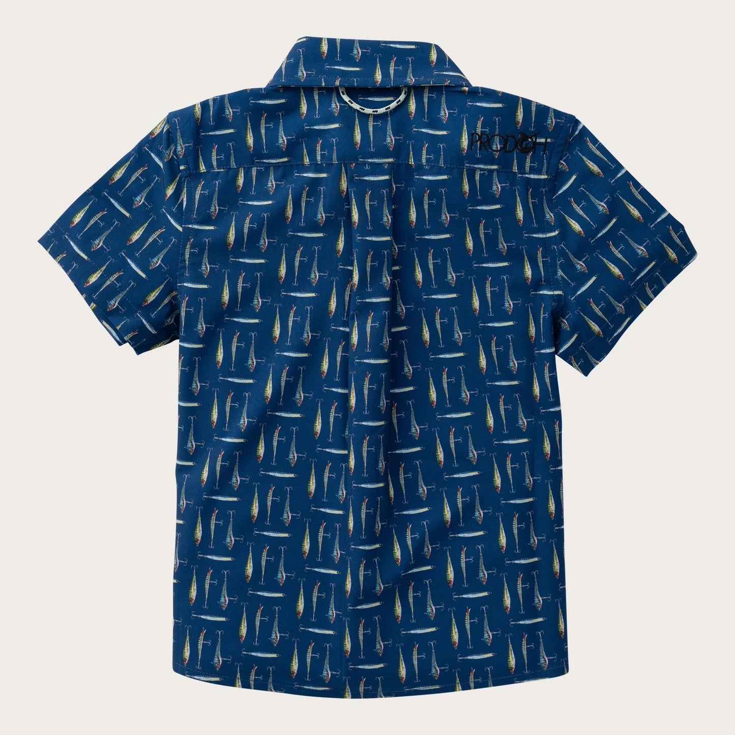PRODOH Boy's Short Sleeve Button Down Shirt in  Fishing Lures Print