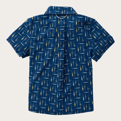 PRODOH Boy's Short Sleeve Button Down Shirt in  Fishing Lures Print