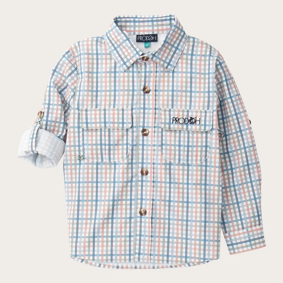 PRODOH Founders Kids Long Sleeve Fishing Shirt in Arona Sullivans Island Plaid