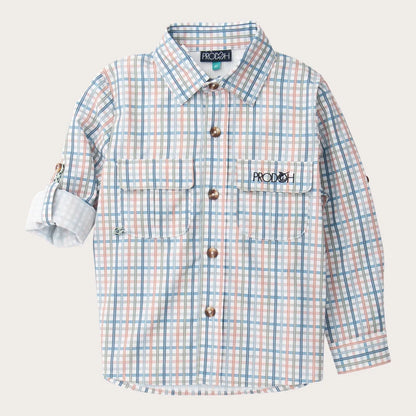 PRODOH Founders Kids Long Sleeve Fishing Shirt in Arona Sullivans Island Plaid