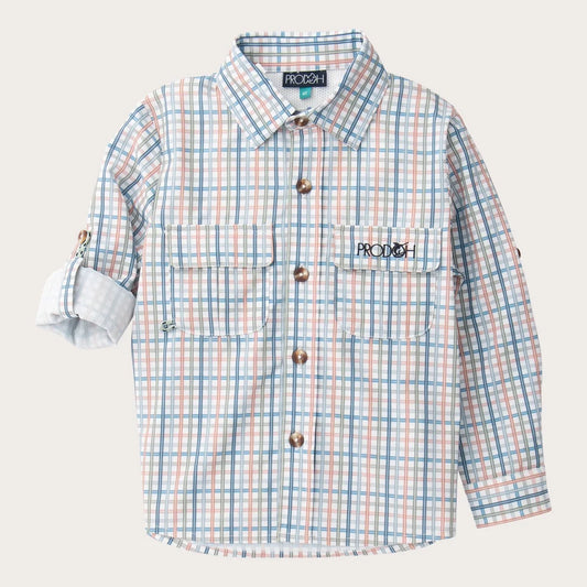 PRODOH Founders Kids Long Sleeve Fishing Shirt in Arona Sullivans Island Plaid