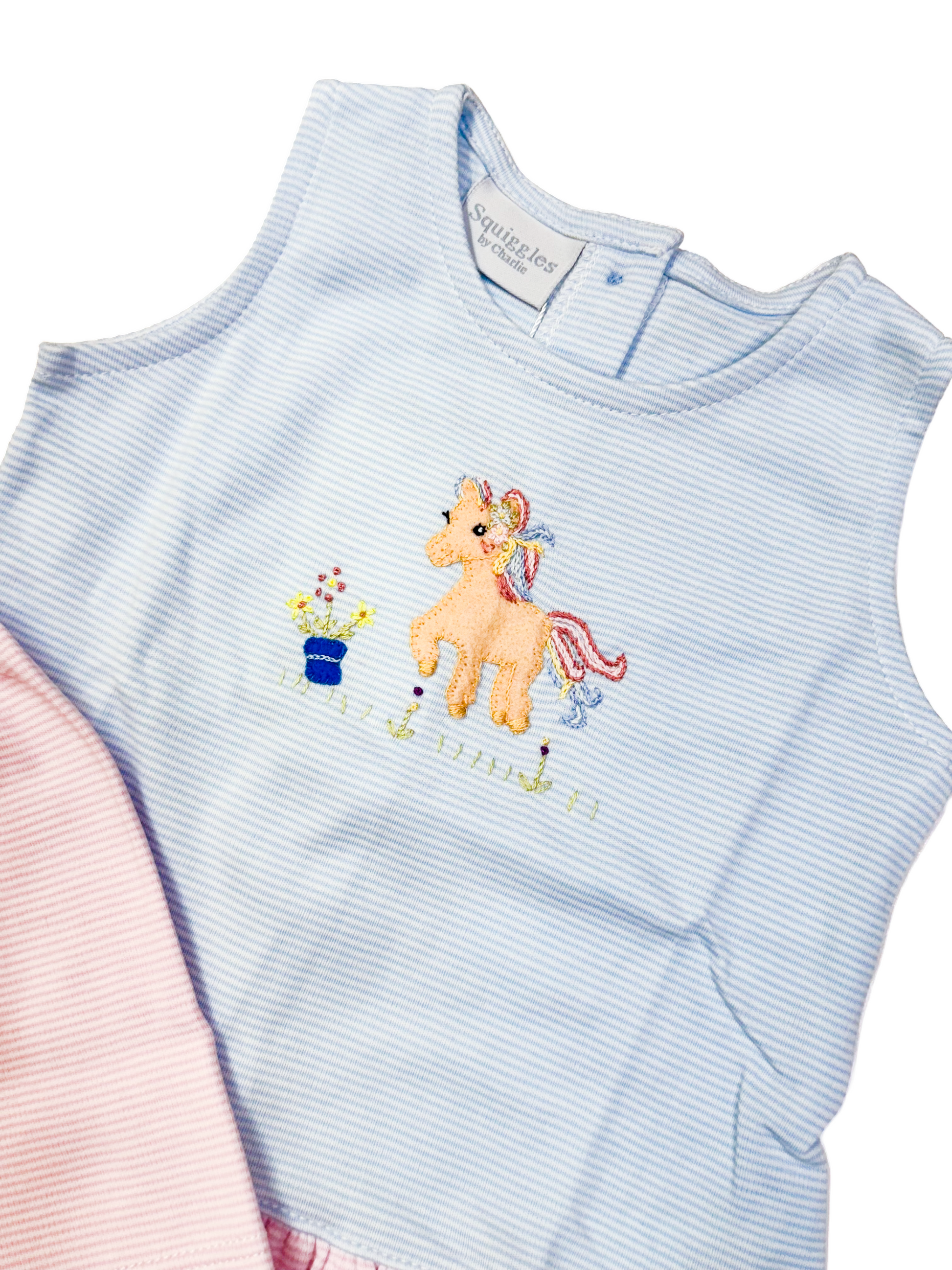 Squiggles Rainbow Pony Sleeveless A Line Top Short Set w Ruffles - Persnickety Shop