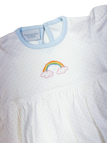 Squiggles Mini Precious Prism Apron Front Romper with Keyhole Back - Persnickety Shop