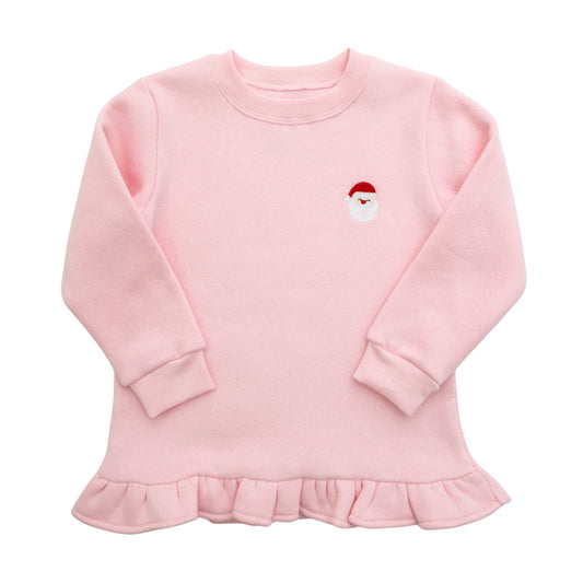 Itsy Bitsy Girls Pink Santa Ruffle Pullover