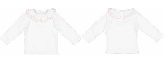 PRE-ORDER Winter Wonderland Girl Ruffle Top w Pink Piping - Persnickety Shop