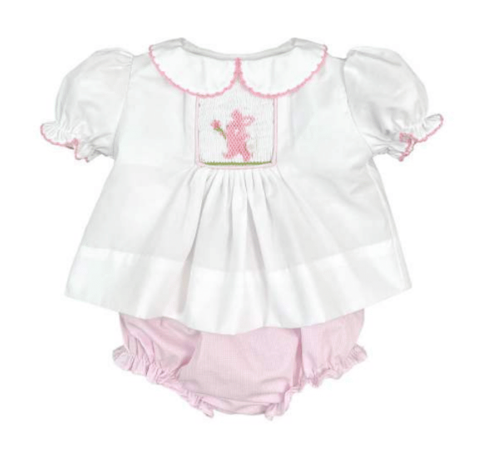 Petit Ami Girl Diaper Set Smocked Bunny - Persnickety Shop