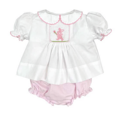 Petit Ami Girl Diaper Set Smocked Bunny - Persnickety Shop