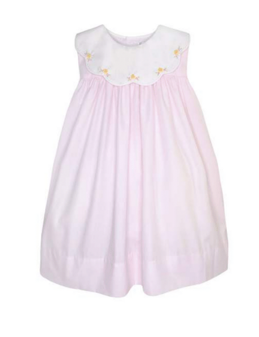 PETIT AMI Dress with Embroidered Scallop Collar in Pink - Persnickety Shop