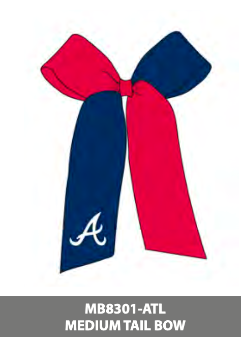Wee Ones Medium Grosgrain Hair Bow – Atlanta Braves Embroidered Tail - Persnickety Shop