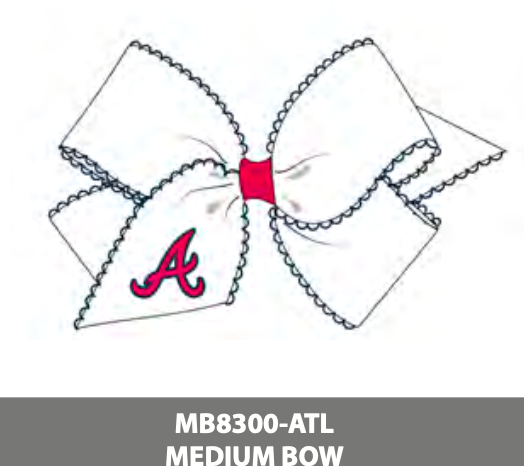 Wee Ones Medium Moonstitch Grosgrain Hair Bow – Atlanta Braves Embroidered Tail - Persnickety Shop