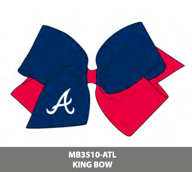 Wee Ones King Grosgrain Hair Bow – Atlanta Braves Embroidered Tail - Persnickety Shop
