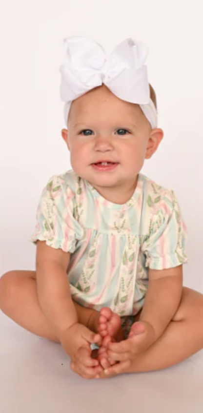 HAMNER HILL Girls Blue Floral Stripe Bamboo Bubble - Persnickety Shop