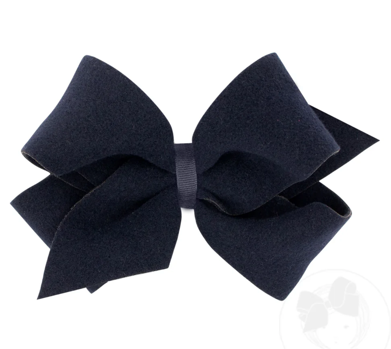 Medium Soft and Cozy Brushed Fleece Fabric Hair Bow Navy