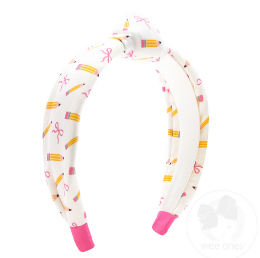 Back to School Pencil Print Knot Headband