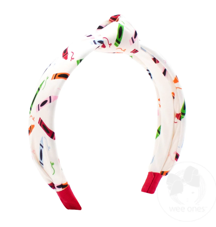 Back to School Crayons Print Knot Headband