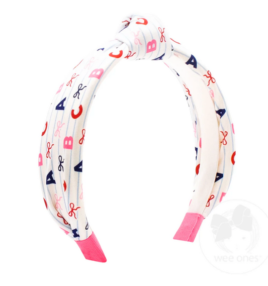 Back to School ABCs Print Knot Headband