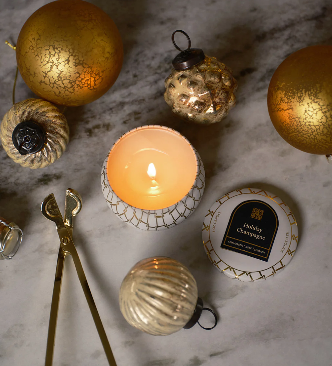 Aromatique Holiday Champagne Tin Deco Candle