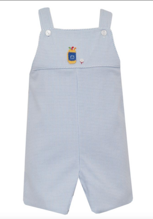 PREORDER Petit Bebe GOLF - Blue check knit Boy's strap Jon Jon