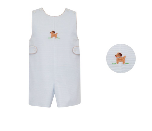 PREORDER PUPPIES BOY´S - Lt. blue knit stripe Boy's short jon jon