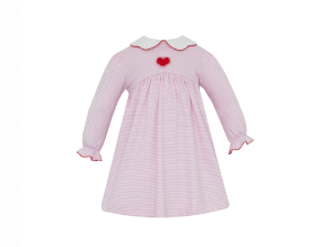 PREORDER Petit Bebe  VALENTINES - Pink knit stripe dress