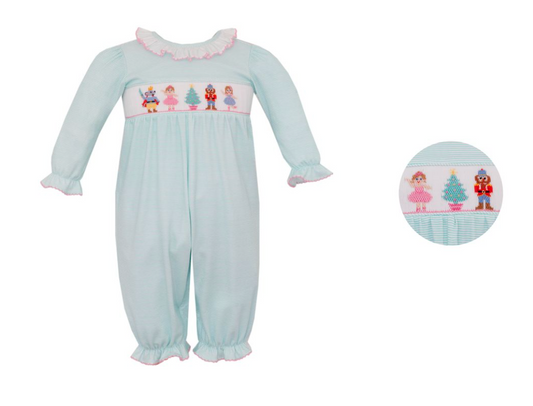 PREORDER Petit Bebe NUTCRAKER GIRL´S - Aqua knit stripe long footie no/ feet