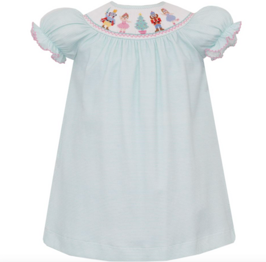 PREORDER Petit Bebe NUTCRAKER GIRL´S - Aqua knit stripe bishop w/insert