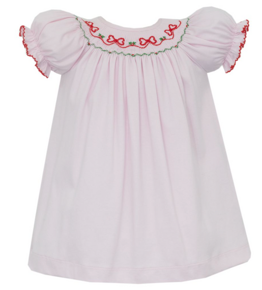 Petit Bebe RED BOWS - Pink knit bishop S/S