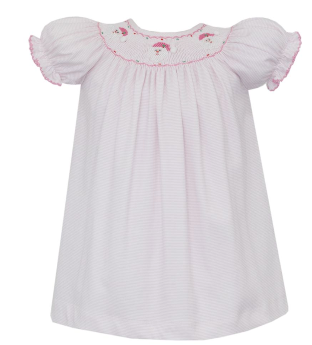 PREORDER Petit Bebe SANTA FACE GIRL´S - Pink stripe knit bishop S/S