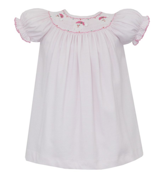 PREORDER Petit Bebe SANTA FACE GIRL´S - Pink stripe knit bishop S/S