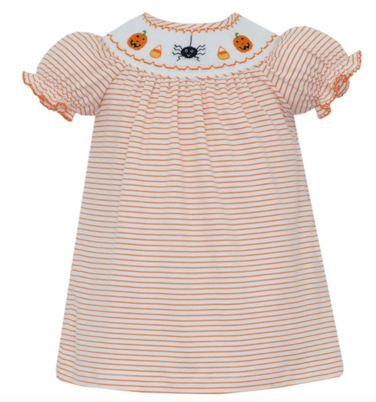 Petit Bebe JACK o'LANTER GIRL´S - Orange knit stripe bishop w/insert