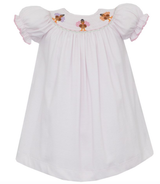 Petit Bebe TURKEY GIRL´S - Pink knit stripe bishop S/S
