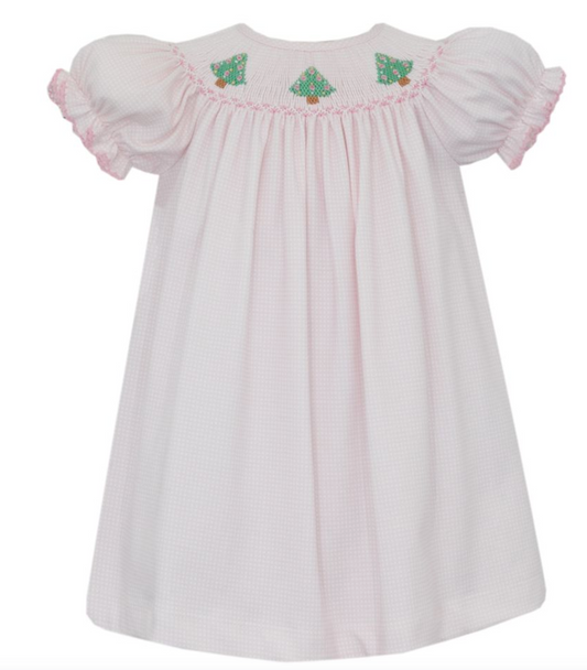 PREORDER Petit Bebe X´mas TREE GIRL´S - Pink check knit bishop S/S