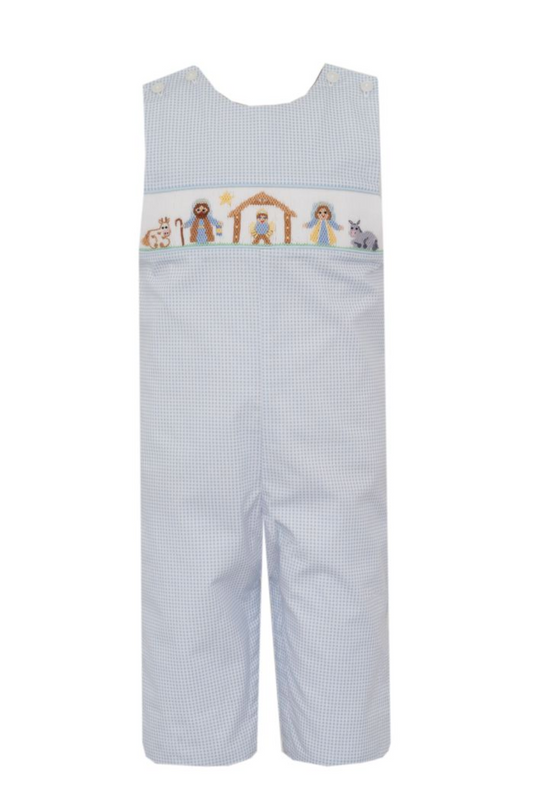 PREORDER Petit Bebe NATIVITY BOY´S - Blue check boy's long jon jon