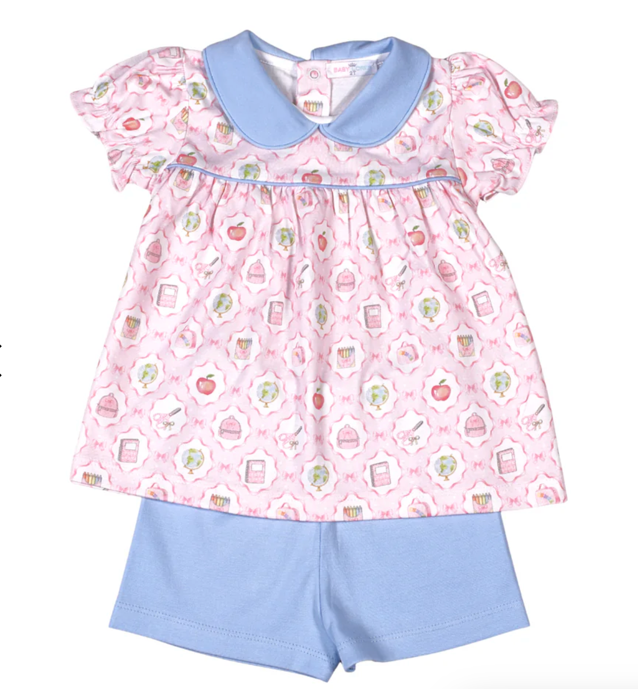 Baby Loren School Time Pima Scalop Collar Top Set