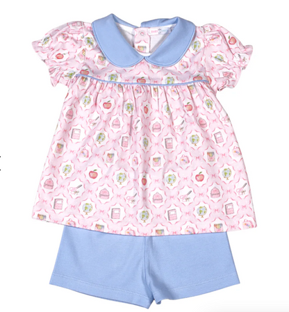 Baby Loren School Time Pima Scalop Collar Top Set